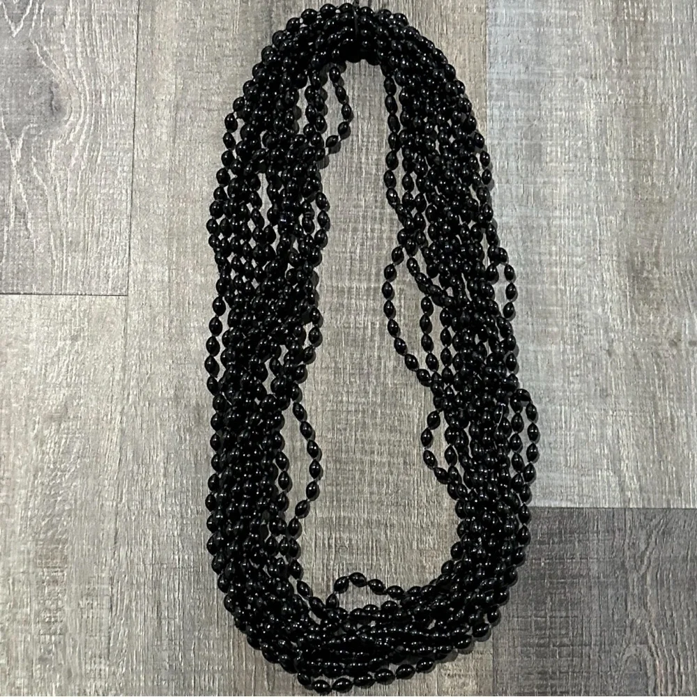 💞 New 12-Pack Black Oblong Party Bead Necklaces